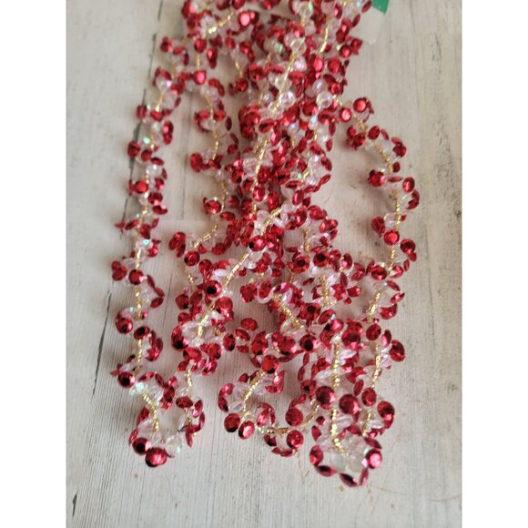 Vintage red beaded Garland Xmas tree home decor unique white - Picture 5 of 7